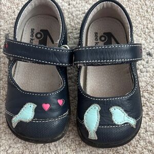 See Kai Run Navy Blue Kids Shoes with Bird Design 6